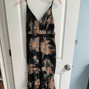 Lulus black floral, high low dress